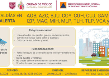 Alerta Amarilla por lluvias fuertes en CDMX